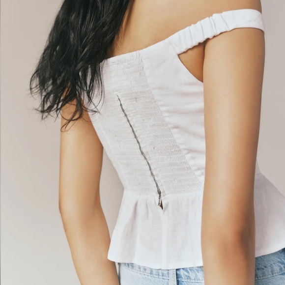 Reformation Lilly Linen Top Ivory - Picture 4 of 6